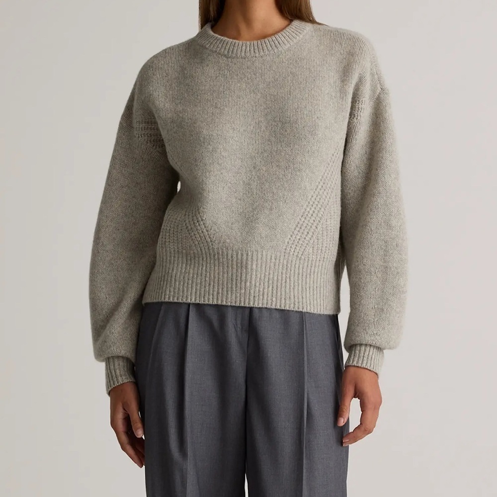 Quince 100% Yak Wool Pointelle Detail Relaxed Crew
